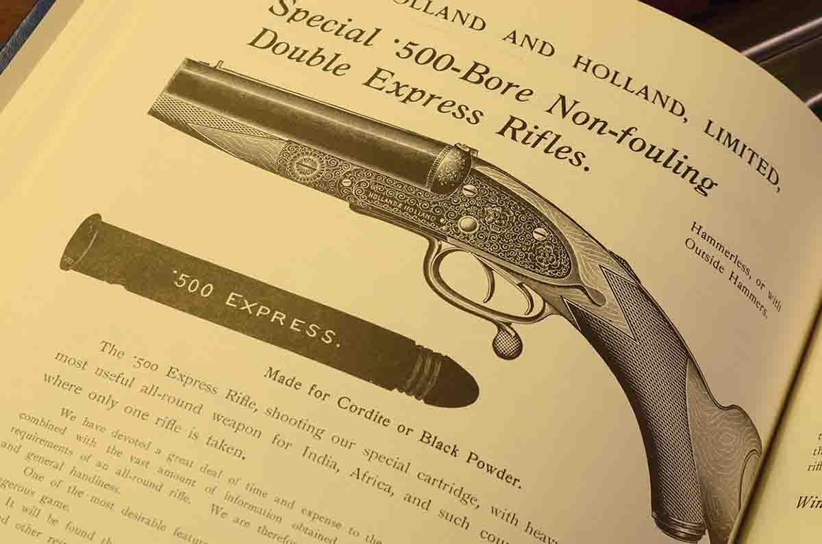 Holland & Holland won all “Field” rifle trials in 1883 and made a specialty of the .500 Express until it was displaced by nitro-express cartridges after 1898.
